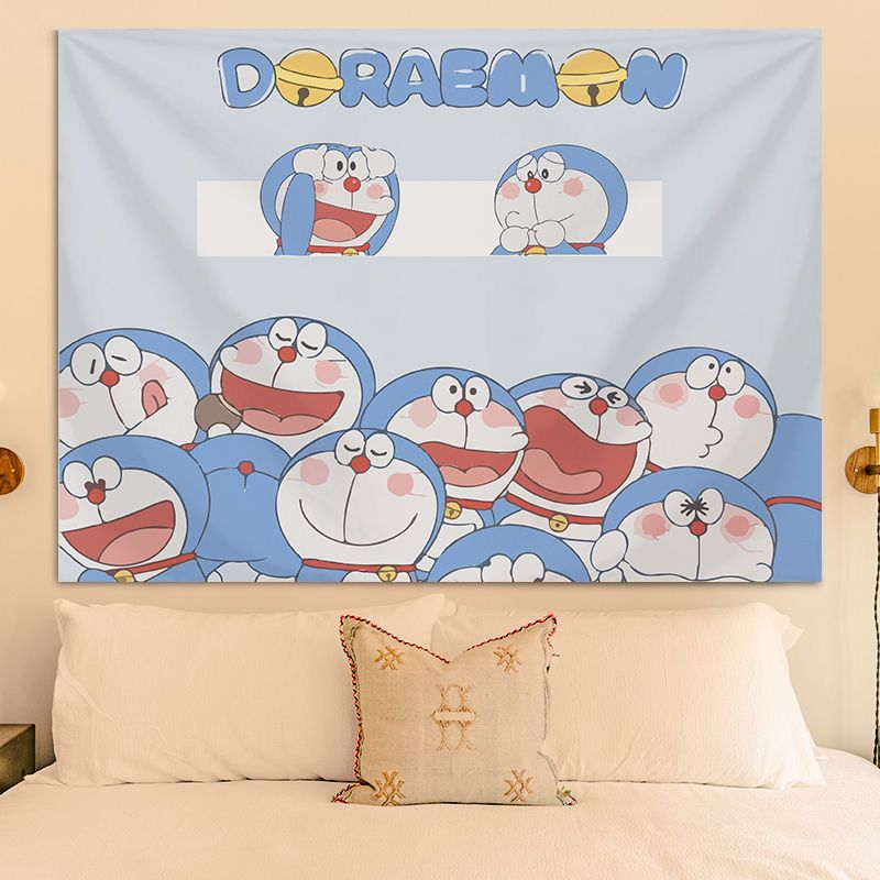 哆啦A梦网红背景布ins挂布卧室房间布置墙布床头装饰背景墙挂毯潮