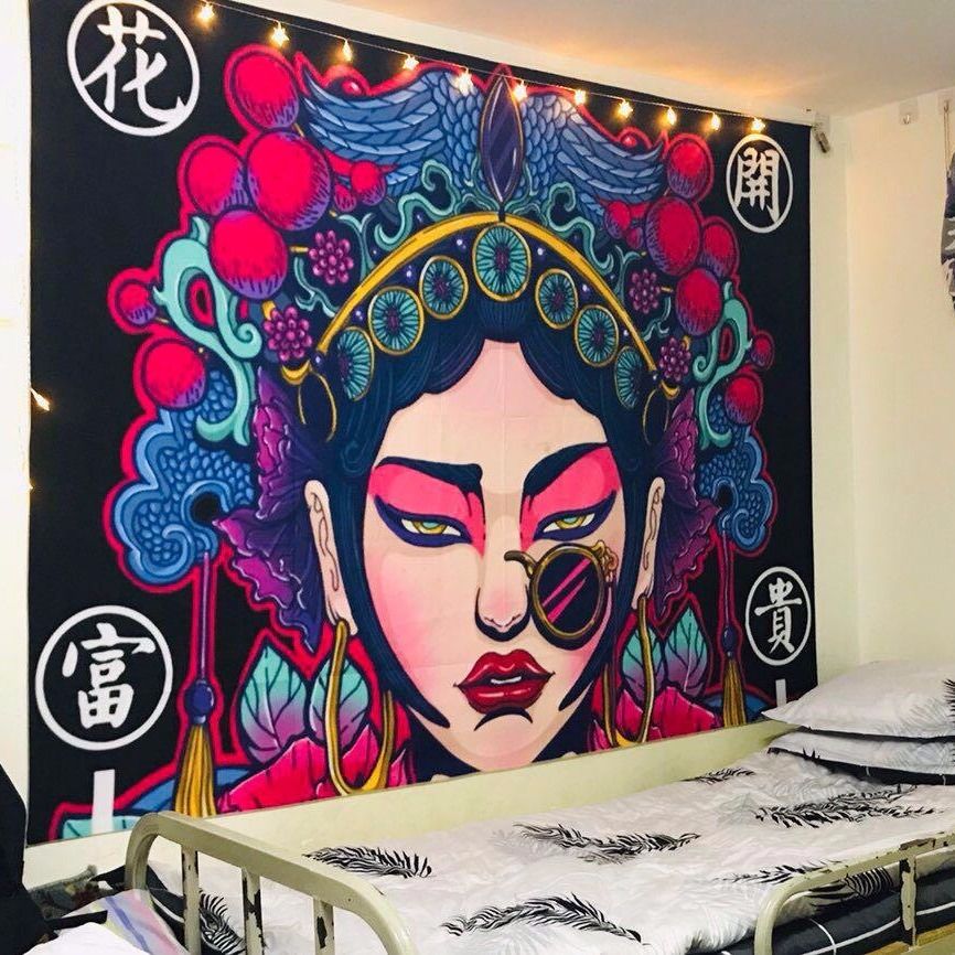 潮牌挂布国潮背景布墙壁装饰挂毯桌布网红直播布宿舍出租房改造布