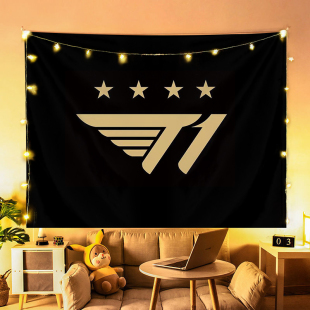 S13英雄联盟总冠军四星T1俱乐部队旗挂布背景布faker墙布LOL周边