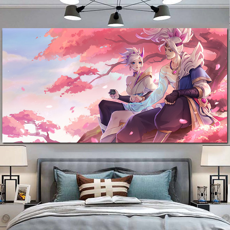 游戏英雄联盟背景布ins挂布网红宿舍房间布置卧室床头直播LOL墙布