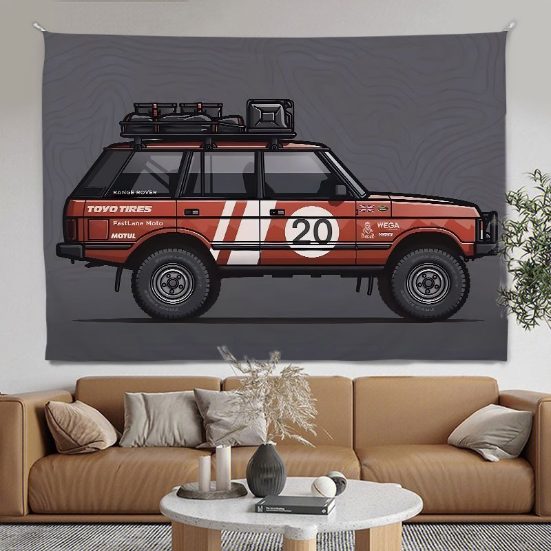 美式复古汽车探险露营背景布墙壁装饰布旅行野餐帐篷挂布挂毯卧室,居家布艺,挂毯/壁毯,淘宝优惠券,粉丝福利购,淘宝优惠卷