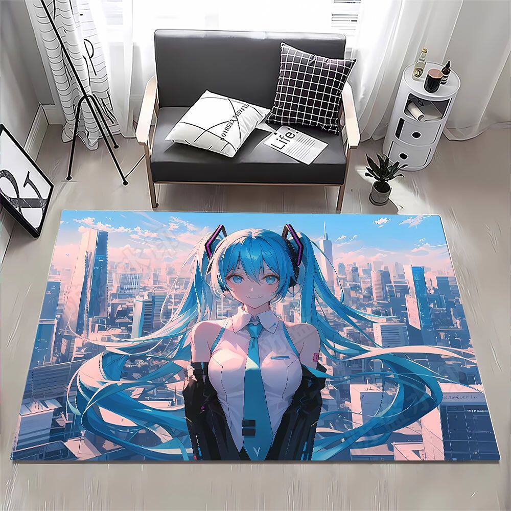 初音未来城市之巅动漫客厅大地毯电脑桌椅地垫飘窗垫房间床边毯
