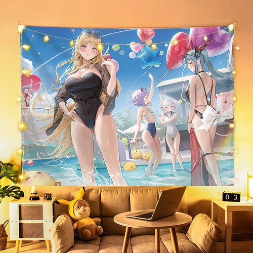 碧蓝航线手游挂布二次元卡通动漫海报背景布学生宿舍装饰墙布ins