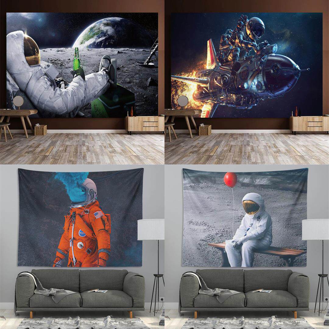 网红inNASA宇航员氛围感背景布直播间宿舍房间卧室装扮装饰挂布毯