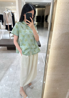 桑蚕丝上衣短袖旗袍式LESIONCHAN