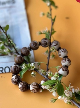 白玉菩提根佛珠手串花菩提根带皮雕刻莲花手链菩提子多宝菩提饰品