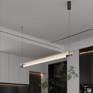 餐厅吊灯极简长条现代瓦檐设计师一字办公室工作室餐桌吧台饭厅灯