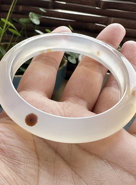 花语玉髓 天然海洋玉髓高冰马料草花完整花玛瑙手镯圈口57mm