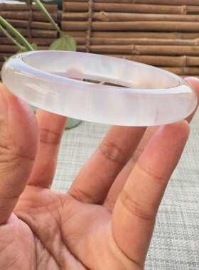 花语玉髓 天然海洋玉髓马料紫冰流星雨玛瑙手镯圈口61mm