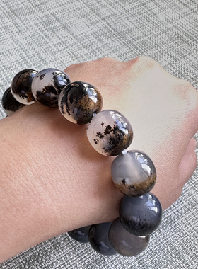 花语玉髓 天然海洋玉髓马料发丝珠子手串15mm.