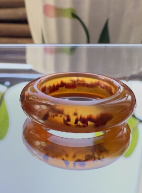 花语玉髓 天然巴西刺景玛瑙戒指18mm