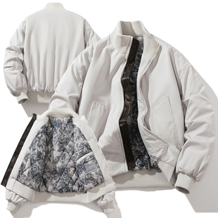 棒球服棉衣男女立领情侣宽松百搭秋冬加厚男生飞行员夹克棉服外套