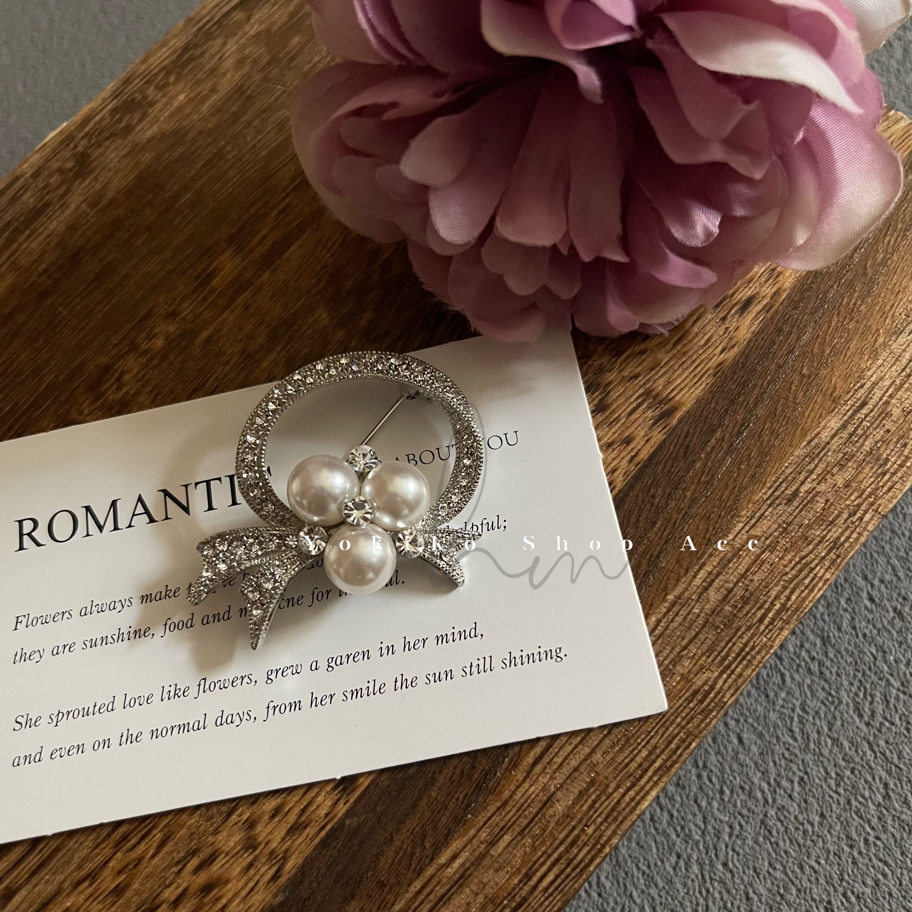 韩国东大门进口时尚复古百搭甜美珍圆形胸针别针西装配饰