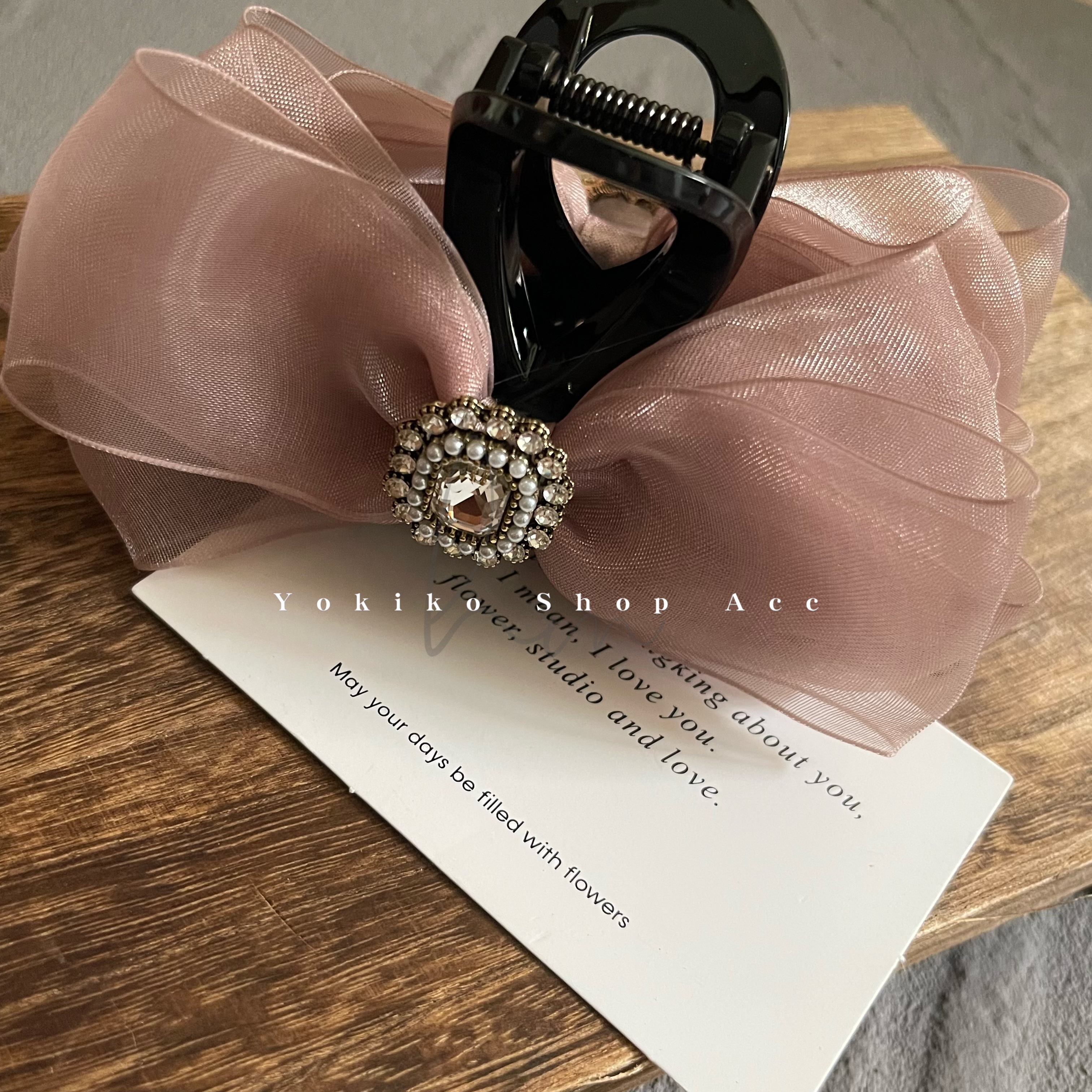 阿吉豆款韩国新款方形水钻精致小巧高级闪亮藕粉色韩系抓夹