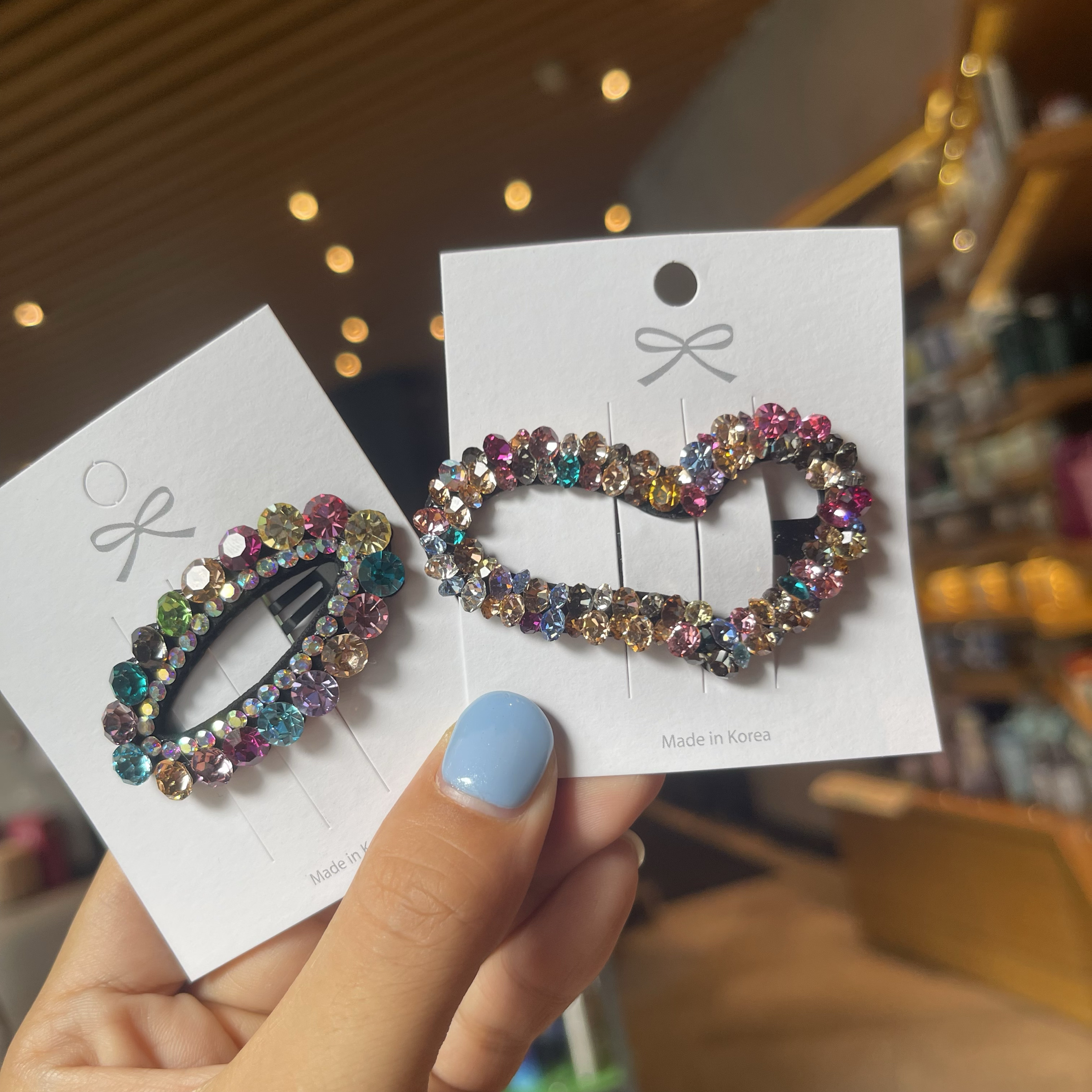 韩国东大门reina新款bb夹彩色满钻奢华甜美水晶爱心发夹