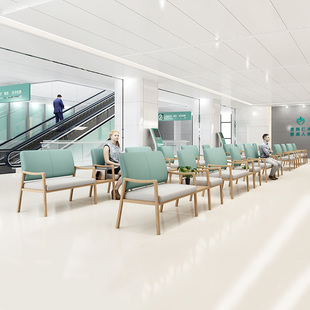 实木沙发椅简约现代三人位医院诊所排椅候诊椅办公会客接待休闲椅