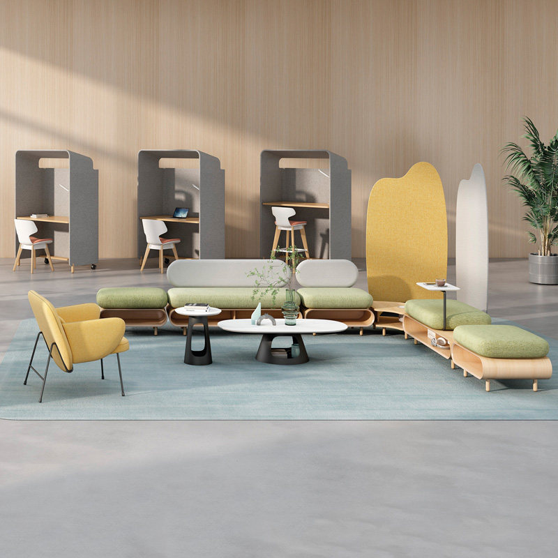 创意办公沙发个性时尚简约现代会客休闲洽谈接待模块沙发茶几组合