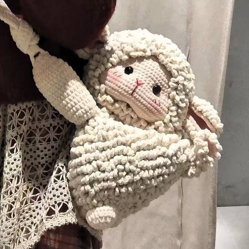 绵羊毛包包包钩织古力diy材料包毛线同款古力小羊卷手工编织包包