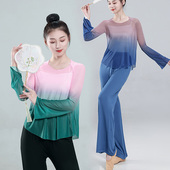 古典舞舞蹈服装 身韵纱衣仙气飘逸渐变色练功艺考上衣女宽松 女新款