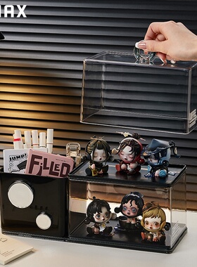 RMAX桌面手办展示架笔筒收纳盒简约透明盲盒摆件痛柜展示盒置物架