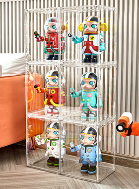RMAX盲盒展示盒400%泡泡玛特molly收纳亚克力全透明防尘展示柜架