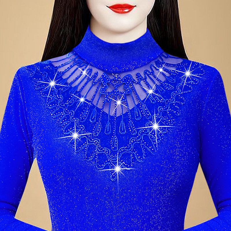 保暖内衣女加绒加厚上衣冬季新款外穿紧身美体蕾丝打底衫大码秋衣