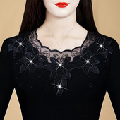 保暖内衣女加绒加厚百搭上衣秋冬季 大码 新款 蕾丝内搭超舒服打底衫