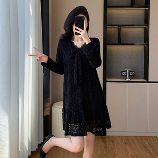 冬季保暖内衣女士加厚加绒上衣中长款蕾丝百搭发热打底连衣裙大码