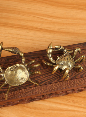 铜螃蟹桌面摆件茶桌茶台茶几创意把玩小玩意儿家居装饰工艺礼品