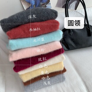 hisongsong羊绒圆领拉绒拉毛无缝一线成衣100%羊毛衫针织衫半高领