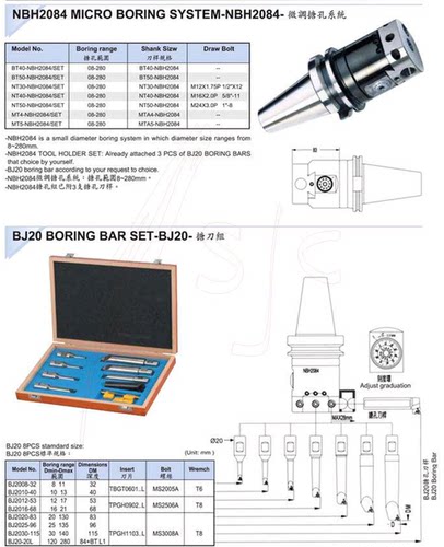 NBH2084微调精镗刀杆 微调精搪刀杆 SBJ20镗刀杆 SBJ20L20-100L