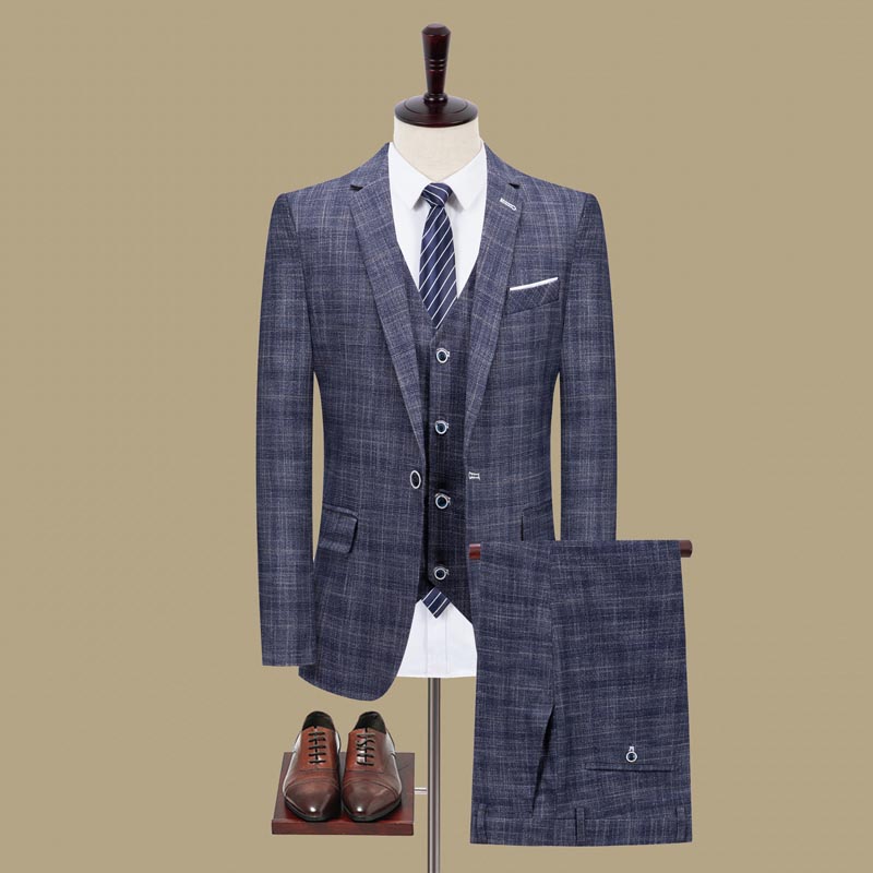 Three piece suit for young men's formal wear single Western coat Korean business casual suit