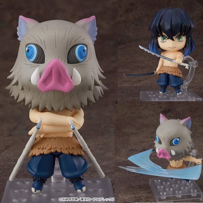 元祖模型 鬼灭之刃嘴平伊之助手办#1361可换脸q版粘土人摆件