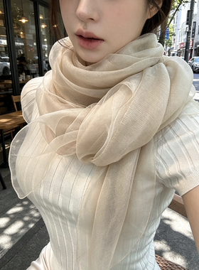 桑蚕丝羊毛披肩仙女围巾百搭