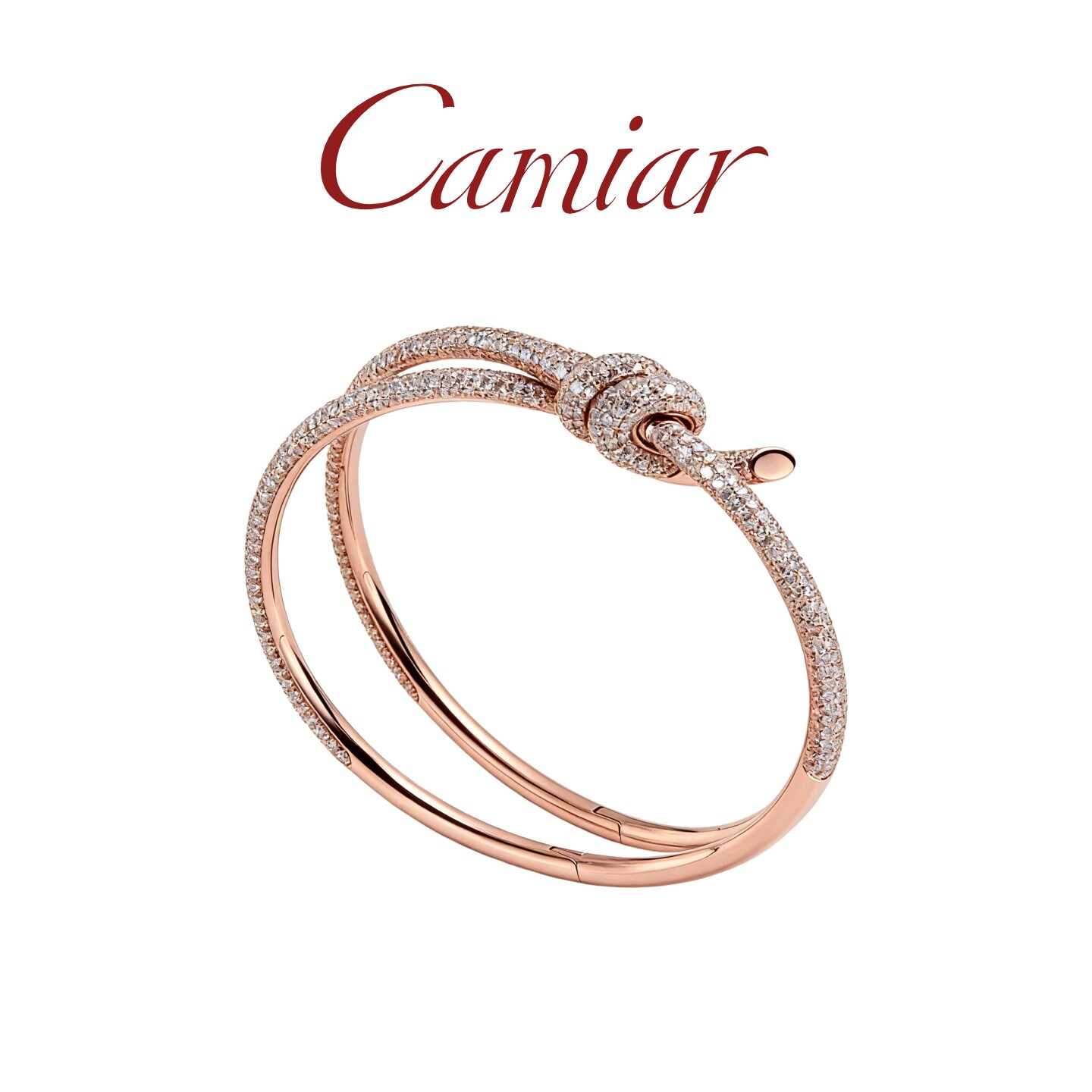 Knot绳结手镯女18K玫瑰金扭结镶钻情侣手环轻奢高级感送朋友礼物