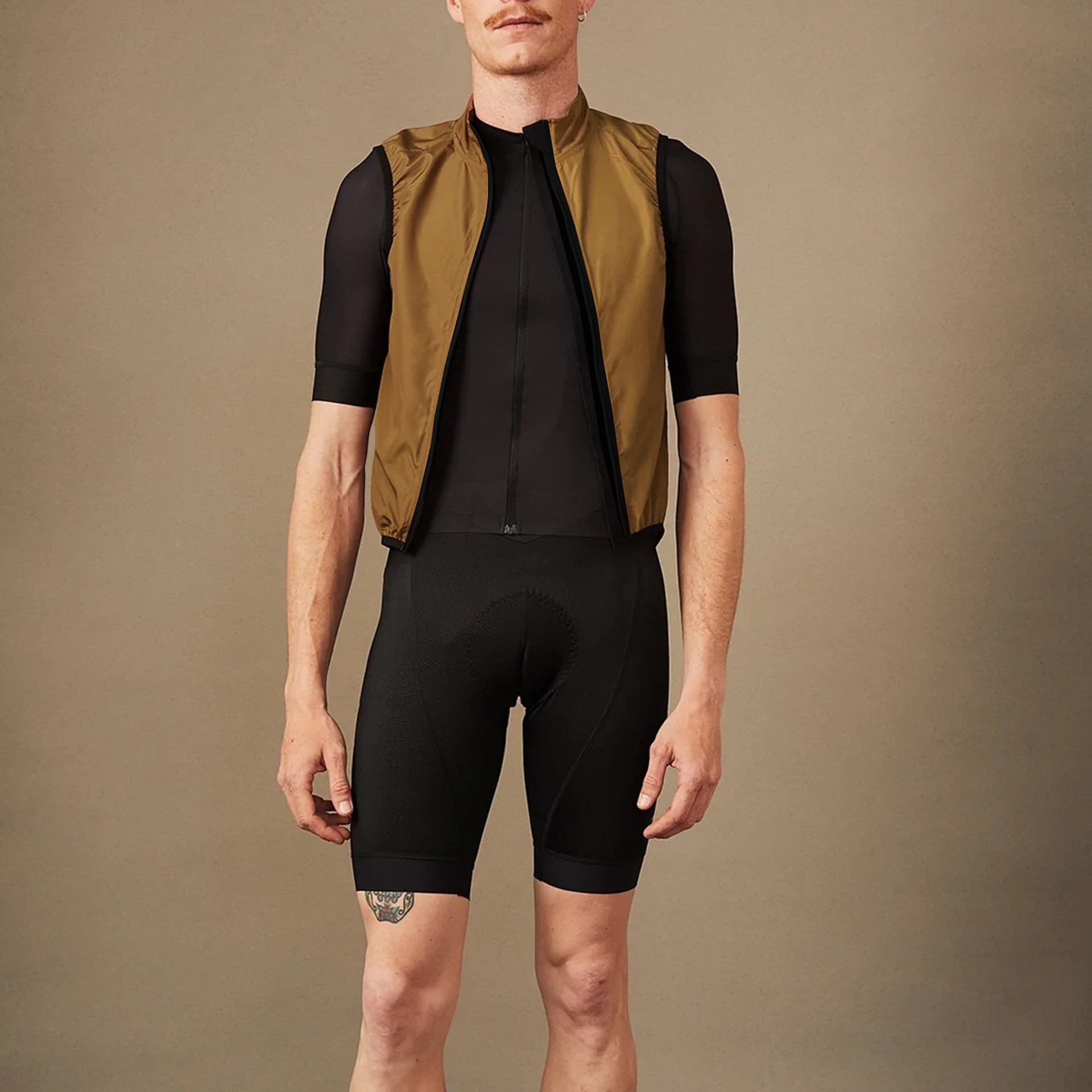 骑行服风衣防风防水骑行马甲双开拉链无袖骑行风衣背后提花面料透