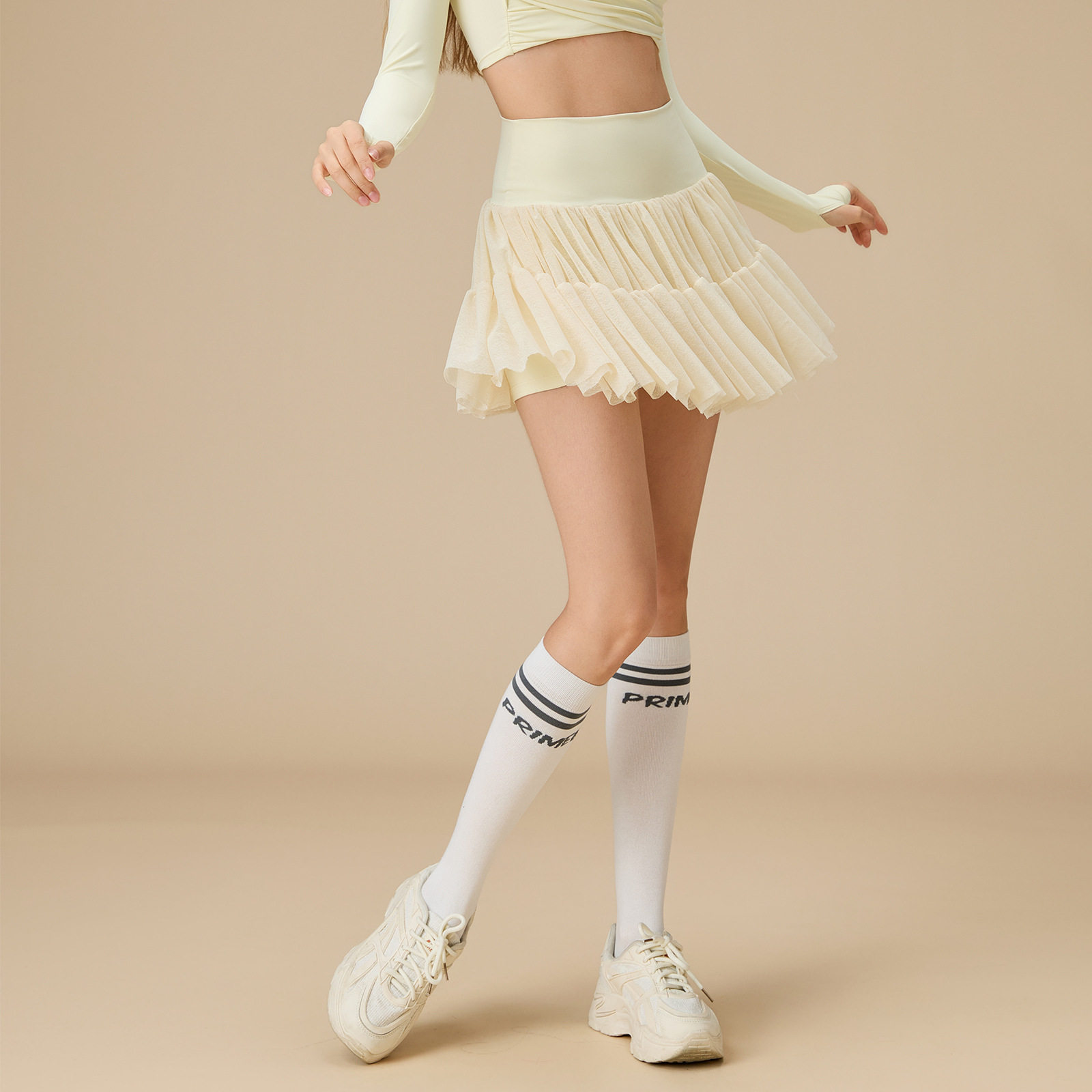 2025高腰运动夏季防走光打底裤高腰网球裙休闲A字型半裙网纱运动