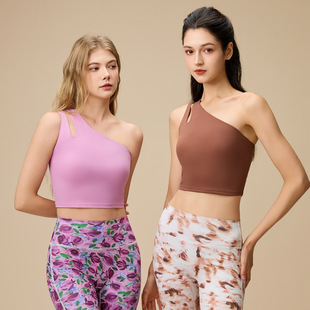 新款 瑜伽服运动背心普拉提美背带胸垫可外穿运动内衣上衣单肩训练
