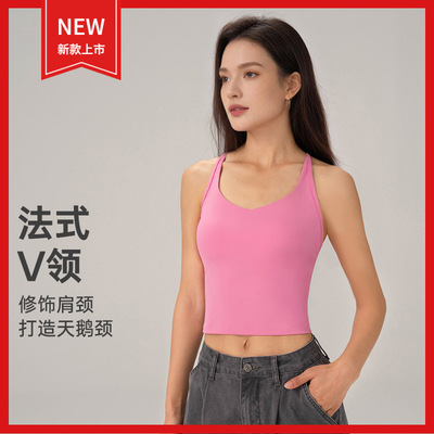 20252026新款一体胸垫法式细带露