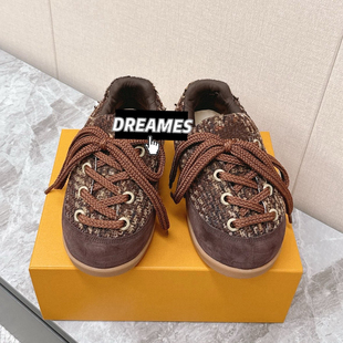 2025新款牛皮圆头厚底增高休闲鞋女百搭面包鞋松糕鞋可爱胖胖鞋女