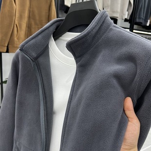 卫衣男抓绒保暖双面摇粒绒上衣 开衫 潮牌摇粒绒立领外套男士 秋冬季