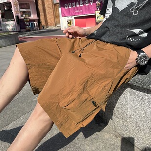 短裤 cleanfit宽松冰丝速干五分裤 男夏季 潮牌薄款 子 美式 大口袋工装