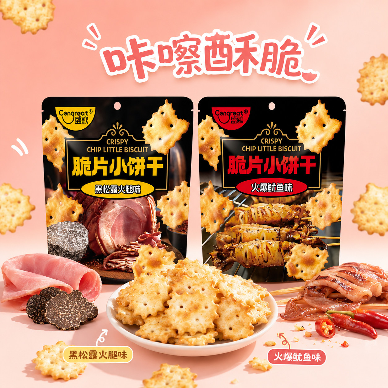 盛歌酥脆小饼干火爆鱿鱼味黑松露