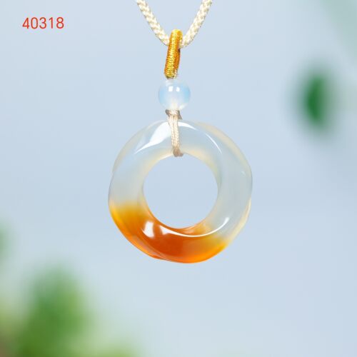 天然冰黄玛瑙玉髓乌斯莫比乌斯环