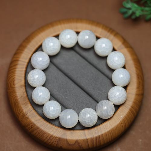 天然白龙鳞白玛瑙手链串珠单圈