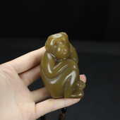 和田玉糖玉籽料玉猴手把件生肖猴玉石把玩件招财灵猴玉挂件
