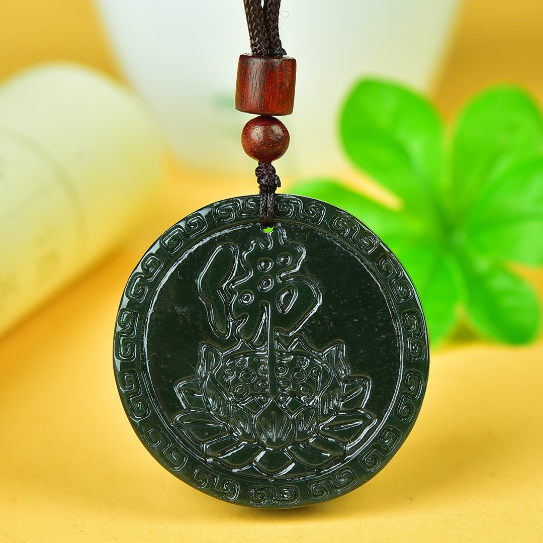 天然和田玉青玉莲花佛字牌吊坠挂件男女款玉石项链玉佩玉坠配饰品,珠宝/钻石/翡翠,颈饰,淘宝优惠券,粉丝福利购,淘宝优惠卷