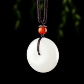 新疆和田玉吊坠羊脂白玉平安扣玉坠男女玉佩天然玉石珠宝挂件项链