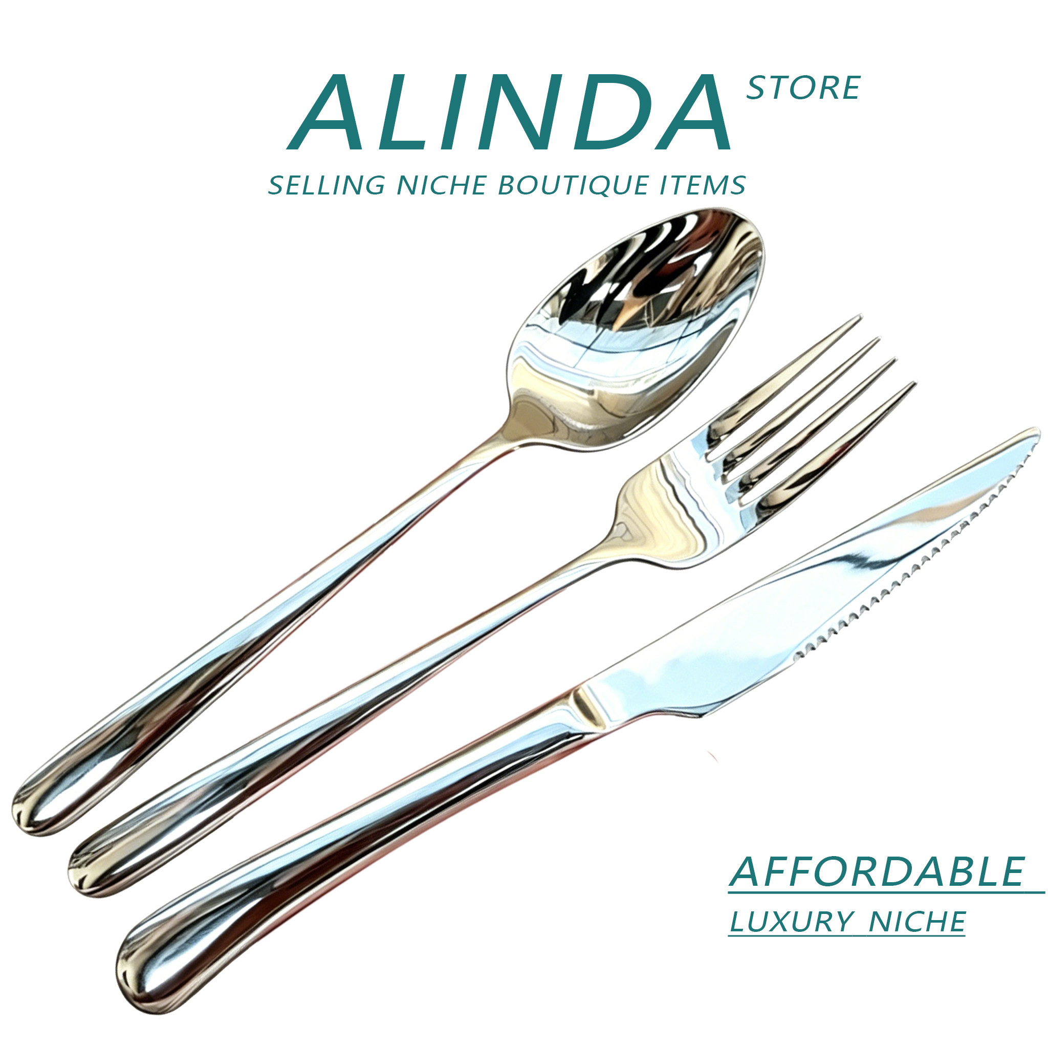 特厚304不锈钢西餐具套装刀叉勺子简约便携牛排刀锋利餐具三件套