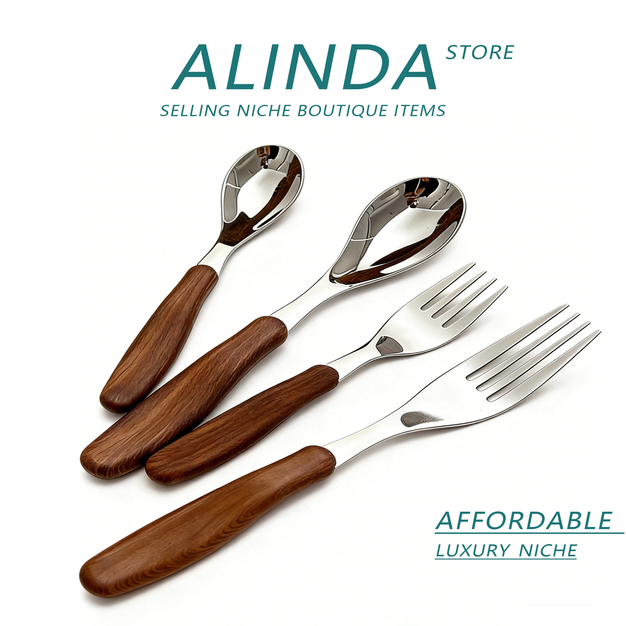 ALINDA 18/10不锈钢勺儿童餐勺家用汤匙宝宝高颜值创意甜品饭勺子